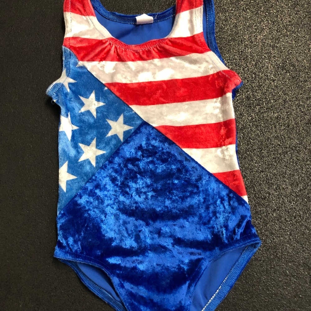 Velour American flag Leotard Girls size XS